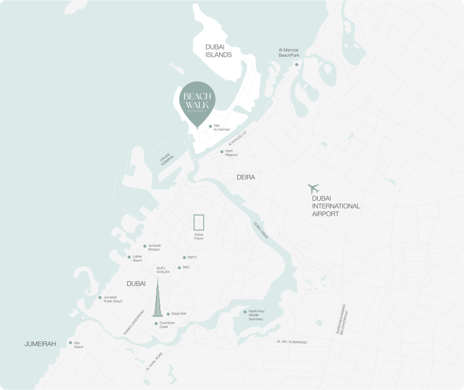 Map showing points of interest near Beach Walk Residences